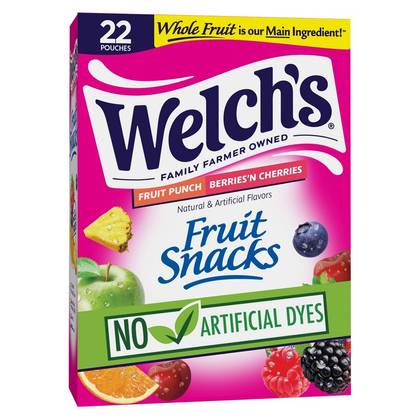 WELCH'S Fruit Snacks Berries N' Cherries & Fruit Punch - 17.6oz/22ct