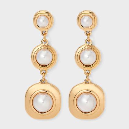 Triple Pearl Drop Earrings - A New Day™ Gold/Pearl