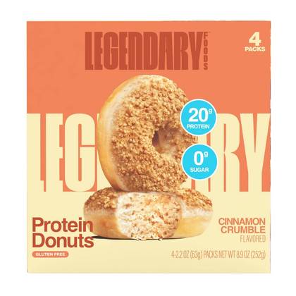 Legendary Foods Gluten Free and Keto Friendly Protein Donuts - Cinnamon Crumble - 20g Protein - 8.9oz/4ct
