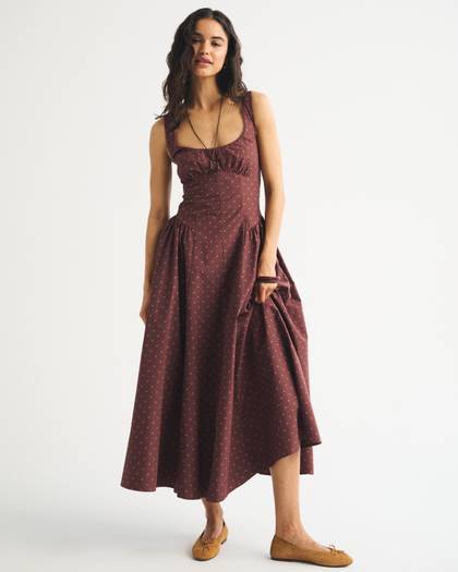100% Cotton A&F Bra-Free Dylan Midi Dress