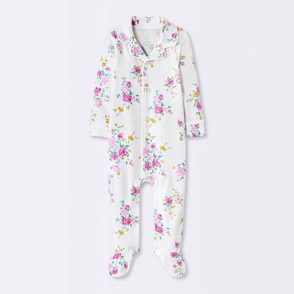 Baby Girls' Floral Mommy & Me Long Sleeve Sleep N' Play Footed Pajamas - Cloud Island™ Ivory Newborn