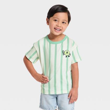 Toddler Boys' Striped Tennis Oversized T-Shirt - Cat & Jack™ Green 12M