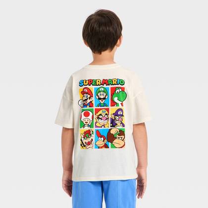 Boys' Super Mario Front and Back Graphic Short Sleeve T-Shirt - Ivory L