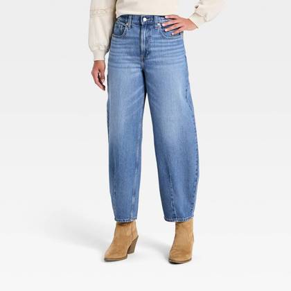 Women's High-Rise Easy Barrel Jeans - Universal Thread™ Blue 12 Short