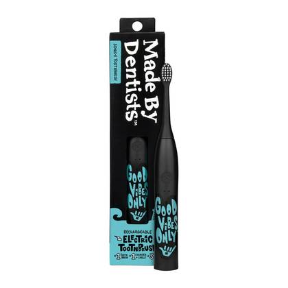 Made by Dentists Sonic Good Vibes Only Tween Rechargeable Electric Toothbrush with Timer Multiple Brush Modes and 3 Brush Heads - Black
