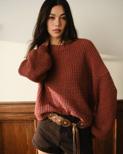 Cotton Textural Crew Sweater