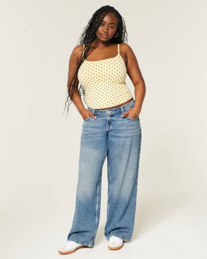 Ultra Low-Rise Medium Wash Baggy Jeans