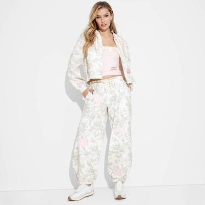 Women's Star Fleece Graphic Jogger Pants - Beige Camo M