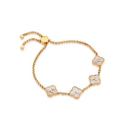 Pearl Clover Custom Name Bracelet (Gold)