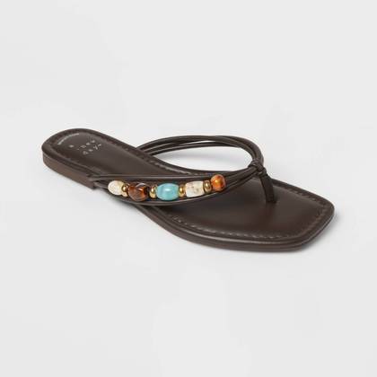 Women’s Elsie Thong Sandals - A New Day™ Chocolate 5.5