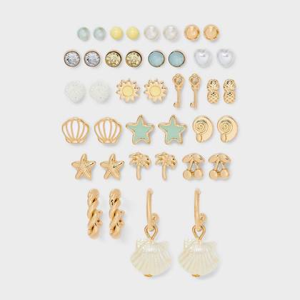Girls' 20pk Beach Icons Earring Set - Cat & Jack™