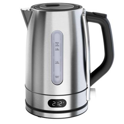 1.7L Electric Kettle with Adjustable Temperature, 1500W Fast Boil, Stainless Steel Filter, Auto Shut-Off Hot Water Boiler for Tea & Coffee, Silver