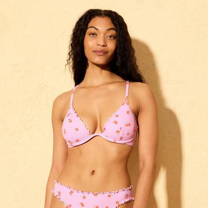 Women's Peach Print Ruffle Underwire Bikini Top - Shade & Shore™ Pink 36DD