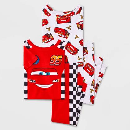Toddler Boys' 4pc Snug Fit Cars Cotton Pajama Set - Red/Ivory 12M