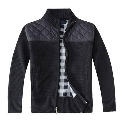 Gioberti Boy's Knitted Full Zip Cardigan Sweater With Soft Brushed Flannel Lining, Black, Size 4