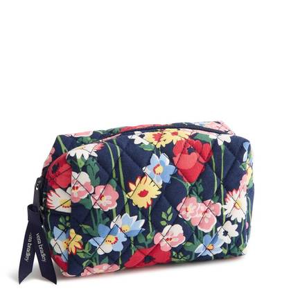 Vera Bradley Poppy Meadow Essential Small Storage Travel Pouch - Navy Blue