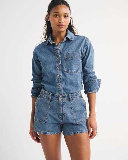 Curve Love High Rise Linen-Blend Denim Short