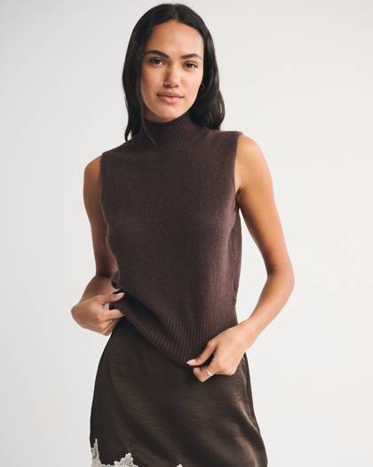 Merino Wool-Blend Sweater Shell Top