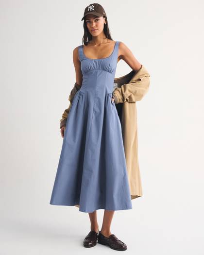 100% Cotton A&F Bra-Free Dylan Midi Dress
