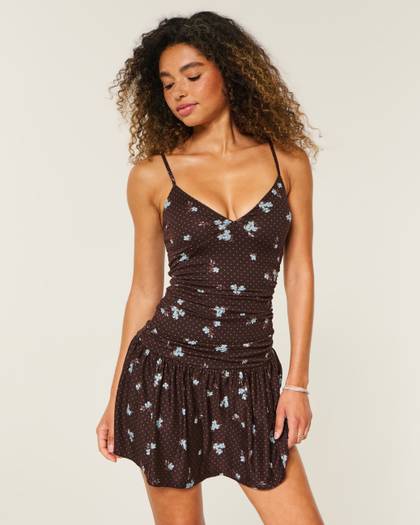 Knit V-Neck Mini Dress