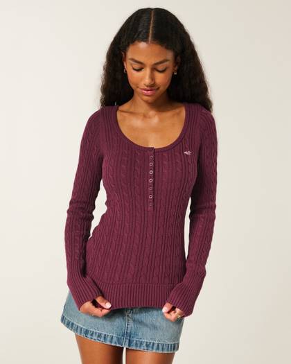 Cable-Knit Icon Henley Sweater