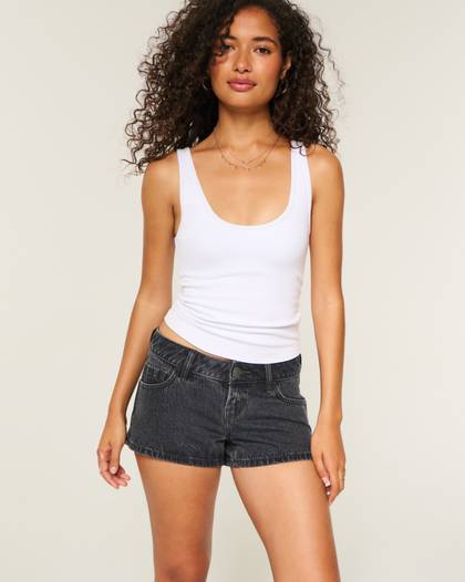 Low-Rise Mini Jean Shorts