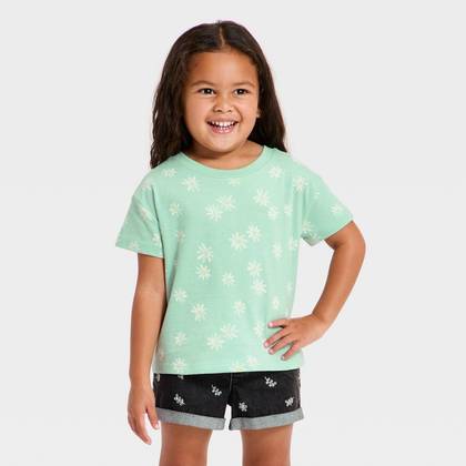 Baby Girls' Daisy Relaxed T-Shirt - Cat & Jack™ Mint Green 12M