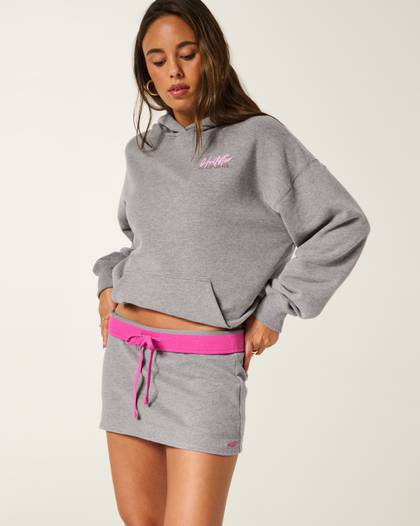 Foldover Waist Fleece Mini Skort
