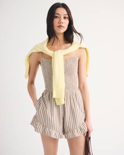 A&F Sydney Smocked Dipped-Waist Romper