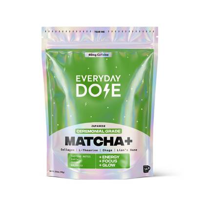 Everyday Dose Mushroom Matcha+ - Ceremonial Grade Matcha Functional Tea Blend - 3.46oz