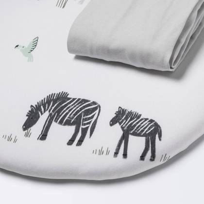 2pk Jersey Bassinet Sheets - Two by Two Animals and Solid Gray - Cloud Island™: Max Mattress Depth 8"