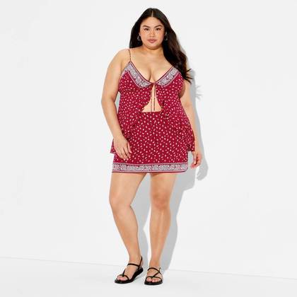 Women's Flyaway Bandana Tank Top - Wild Fable™ Red Paisley 1X