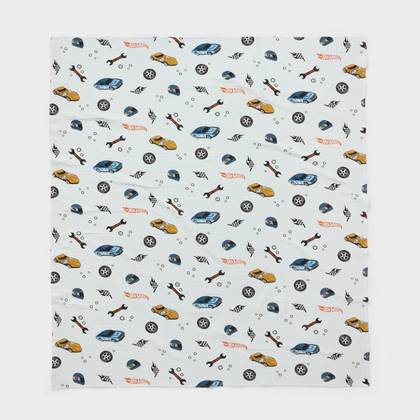 Hot Wheels Retro Matelasse Cotton Gauze Print Kids' Bed Blanket Cream - Hot Wheels by Pillowfort™