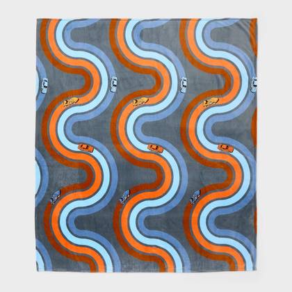 Hot Wheels Retro Car Tracks Faux Shearling Kids' Bed Blanket Gray - Hot Wheels by Pillowfort™