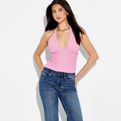 Women's Lace Halter Top - Wild Fable™ Pink XL