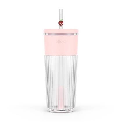 Ello Ava 24oz Charmed Strawberry Glass Straw Tumbler Pink