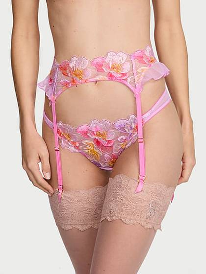 Watercolor Embroidery Garter Belt