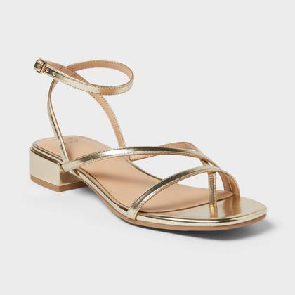 Women’s Goldie Heels with Memory Foam Insole - A New Day™ Gold 6.5