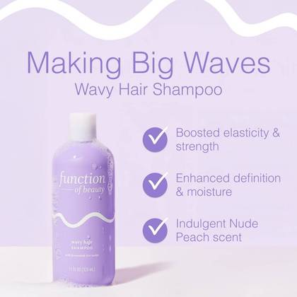 Function of Beauty Custom Wavy Hair Shampoo Base with Fermented Rice Water - 11 fl oz: Paraben-Free, Sulfate-Free, Peach Scent