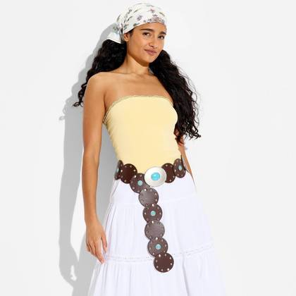 Women's Strapless Lace Trim Tube Top - Wild Fable™ Yellow L