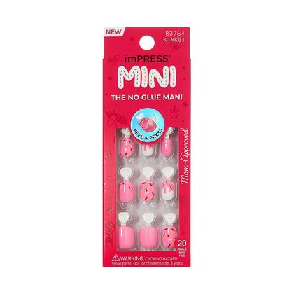 Impress Mini Press-On Fake Nails for Kids Squoval - Super Duper - 21ct