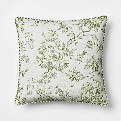 Oversized Square Floral Jacquard Pillow Green - Threshold™ designed with Studio McGee