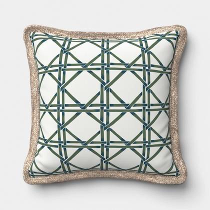 18"x"18 Lattice Print Trimmed Pillow Green/Navy - Threshold™