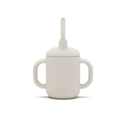 Lalo 4 fl oz 3-in-1 Silicone Training Cup with Straw - Oatmeal