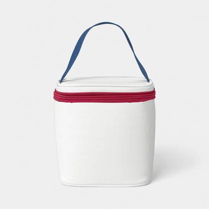4 Cans/3.1qt Soft Sided Personal Cooler Red /Cream/Blue - Sun Squad™