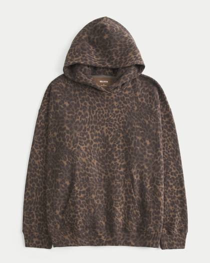 Hollister Feel Good Oversized Leopard Hoodie