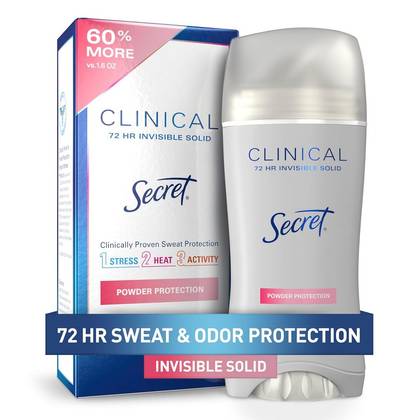 Secret Clinical Invisible Solid Antiperspirant Deodorant Powder Protection Scent, 2.6 oz