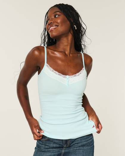 Lace Trim Henley Cami