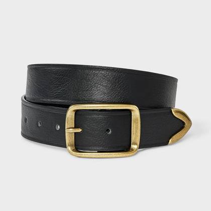 Beveled Buckle with Metal Tip Belt - Universal Thread™ Black XS