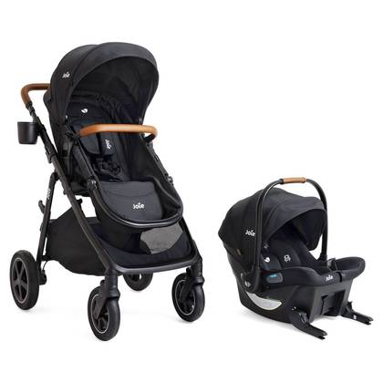 Joie Ginger DLX and Mint Latch Travel System - Shale: Storage Area, Infant Car Seat Compatible, Rear Facing Seat, Metal